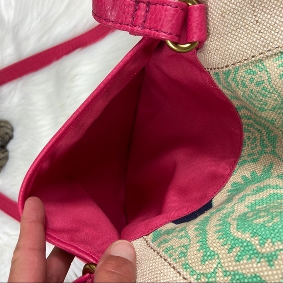 Fossil Tan/ Pink Boho Summer Spring Floral Crossbody Bag Purse - Picture 7 of 8